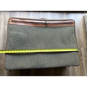 Vintage Hartmann Tweed & Leather Suitcase Luggage Bag 30"x20"x9" Grey Brown
